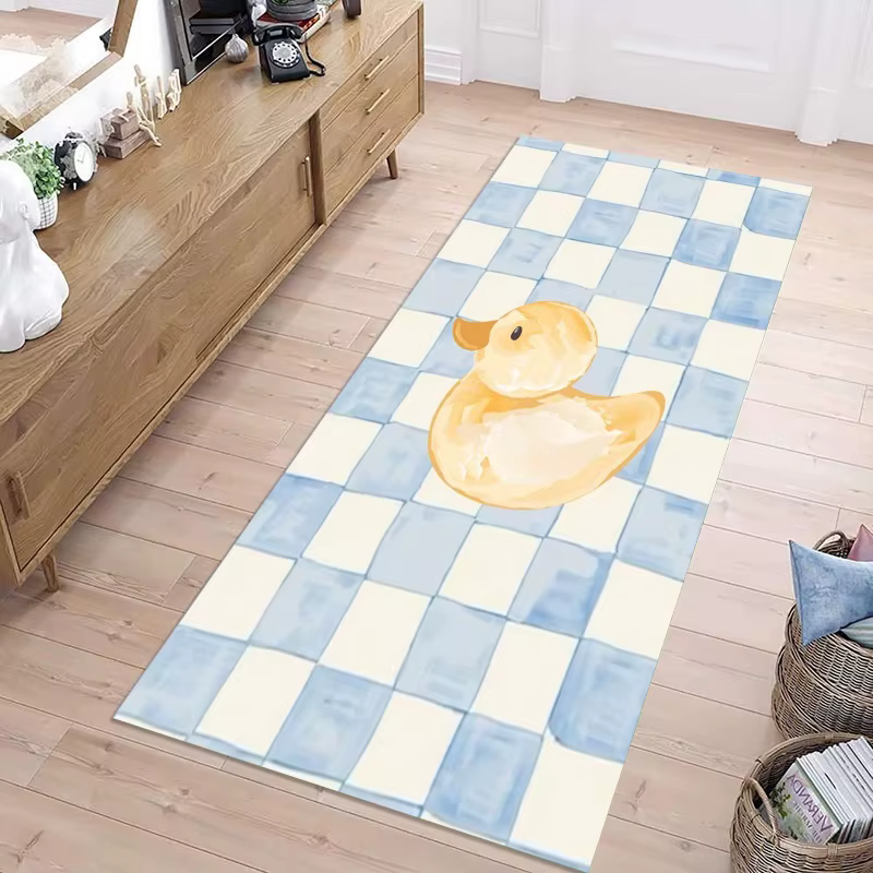 Tapis de cuisine long avec motif de chiot teckel endormi mignon sur fond rose, tapis antidérapant pour buanderie, entrée, décoration intérieure