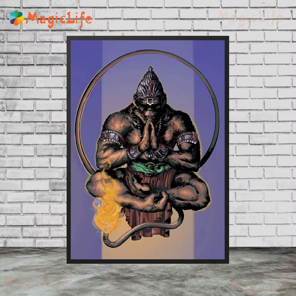 Affiches de dessin animé de méditation Hanuman