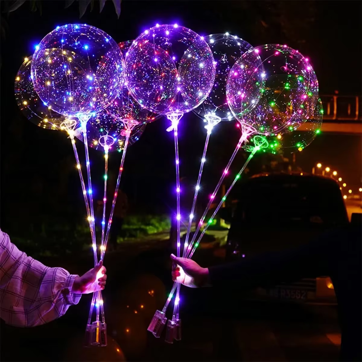 1/2/5/10/20 pièces ballons LED ballons à bulles transparents avec guirlandes lumineuses et bâtons pour la décoration d'événements de fête de mariage