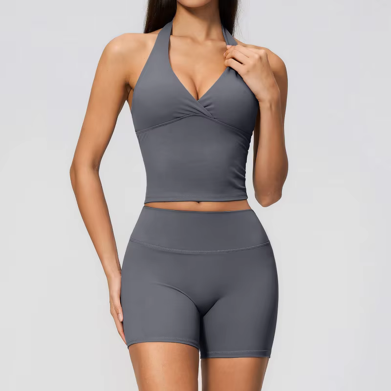 Ensemble de yoga et fitness deux pièces sans coutures apparentes