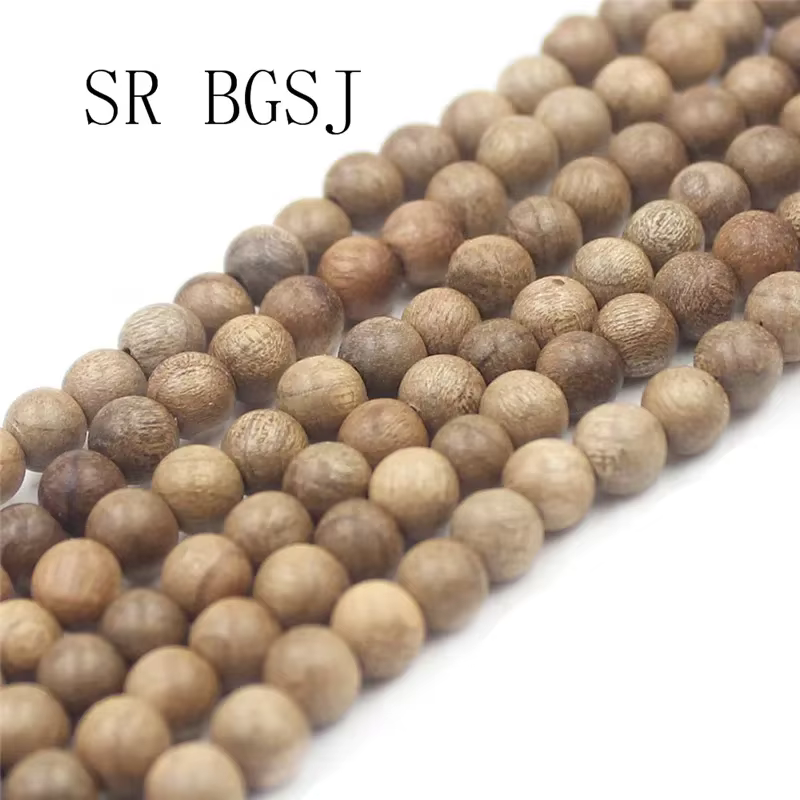 Perles de méditation mala rondes en bois naturel