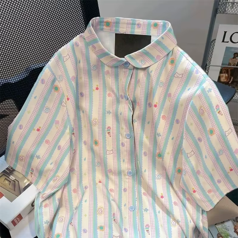 Chemise en mousseline de soie pour femmes, vêtements japonais, chemise respirante, chemisier élégant, social, été, 2024