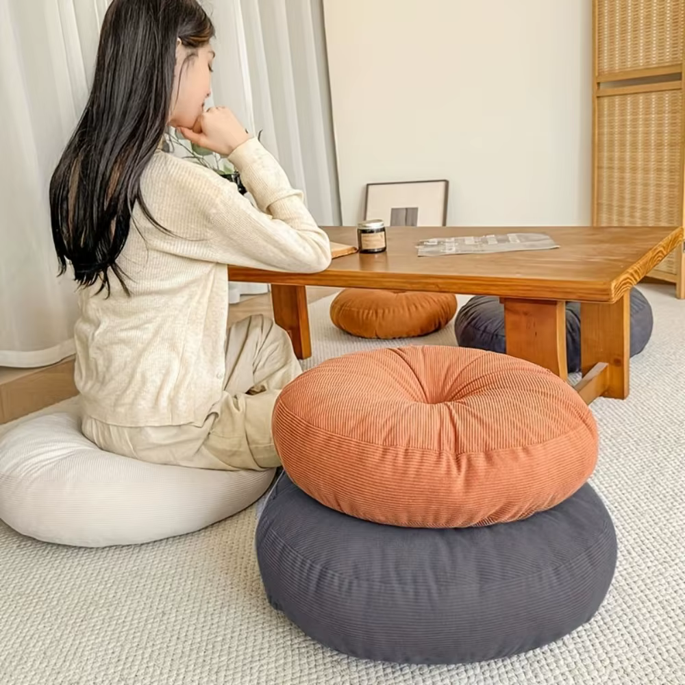 Coussin rond épais, oreiller de yoga de méditation doux et confortable
