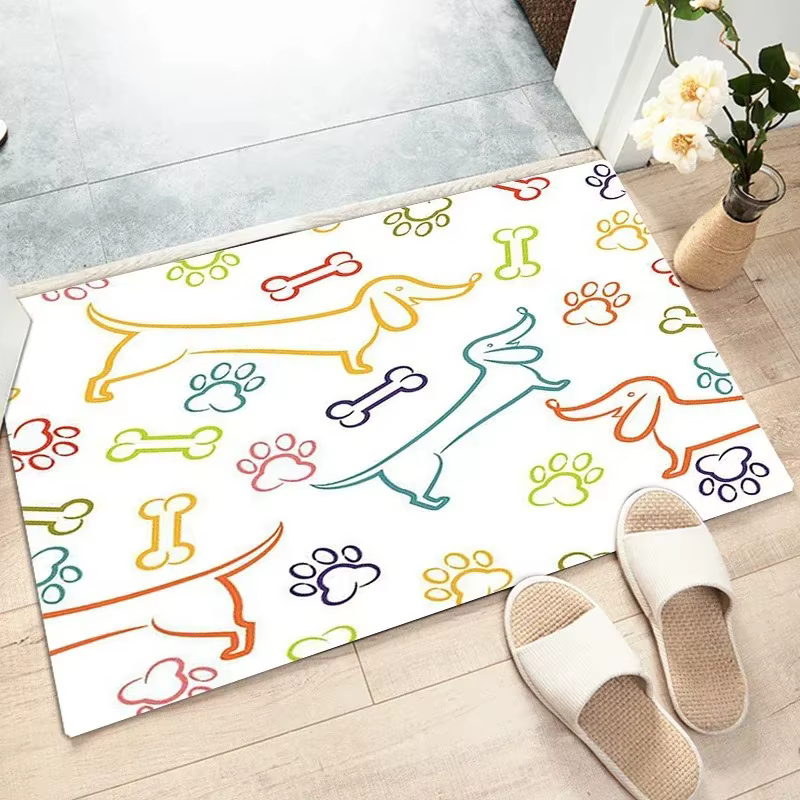 Tapis non ald à motif de chien mignon pour la décoration de la maison, la cuisine, le salon, la décoration de Noël, le sol, le teckel
