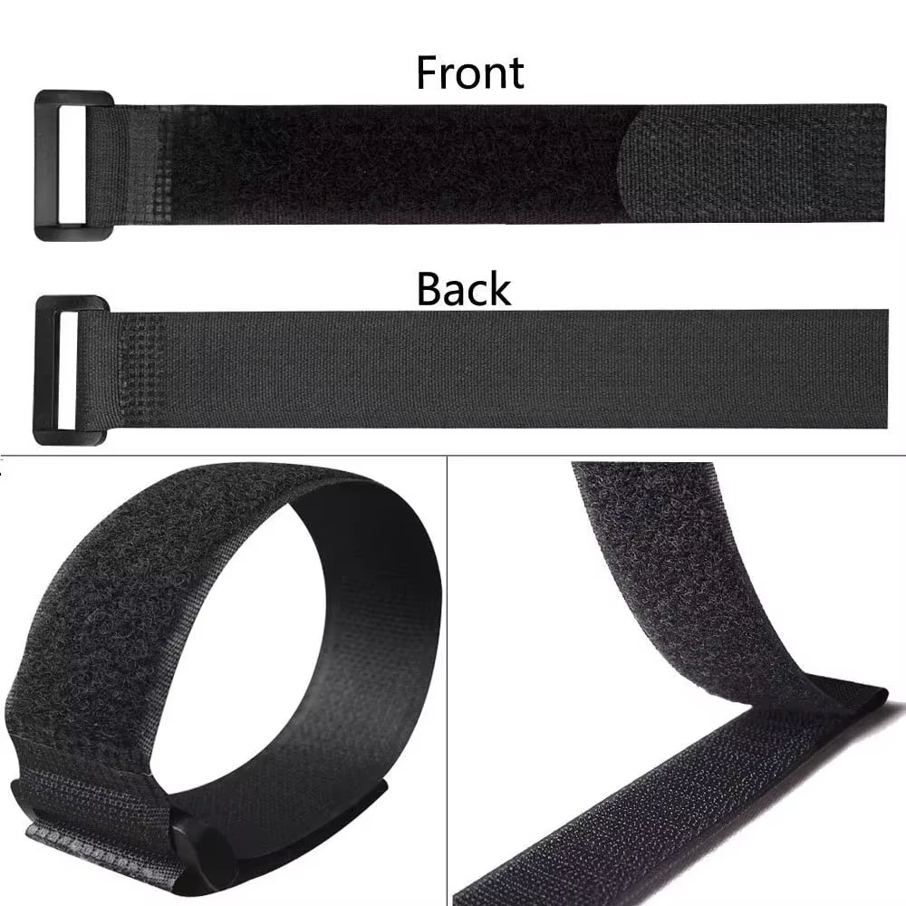 Sangles de fixation auto-adhésives en nylon pour roues de vélo, 2.5x30cm, 5 pièces, réutilisables, durables, multi-usages, avec crochets et boucles