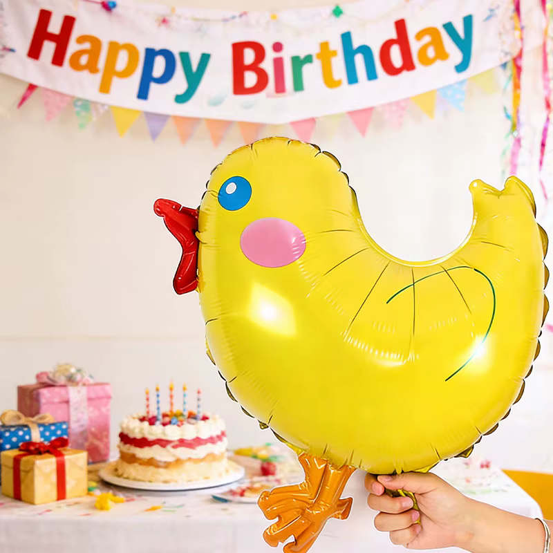 4 petits ballons en forme de poulet jaune, ballons de fête, ballons d'anniversaire, décorations de fête, adaptés aux fêtes d'anniversaire, cadeaux d'anniversaire, fêtes sur le thème du jardin, anniver