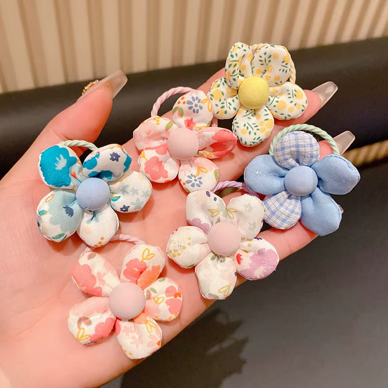 10 pièces/ensemble bébé fille mignon fleur bandes de cheveux enfants élastique pour queue de cheval enfants doux chouchous élastique en caoutchouc filles cheveux accessoires