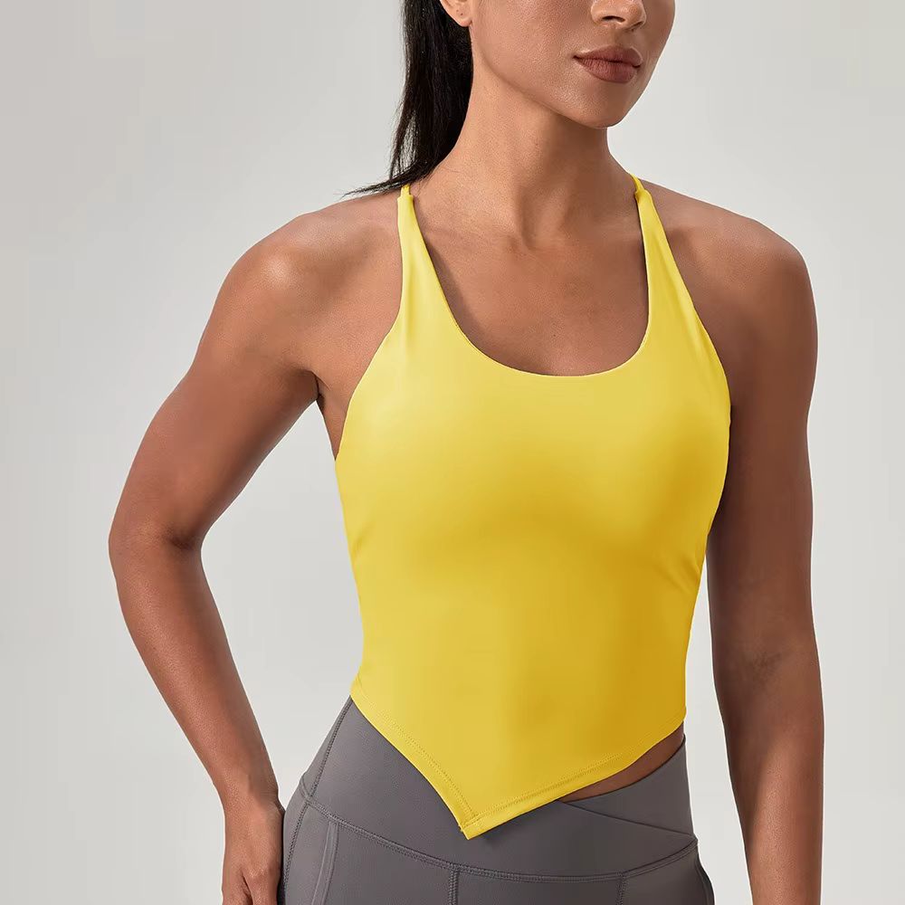 Débardeur de yoga rembourré effet seconde peau pour femme, séchage rapide, extensible, pour la course et la gym