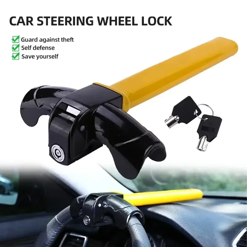 Verrouillage universel du volant de voiture, sécurité automobile, rotatif, en forme de T, antivol, 2 prédire