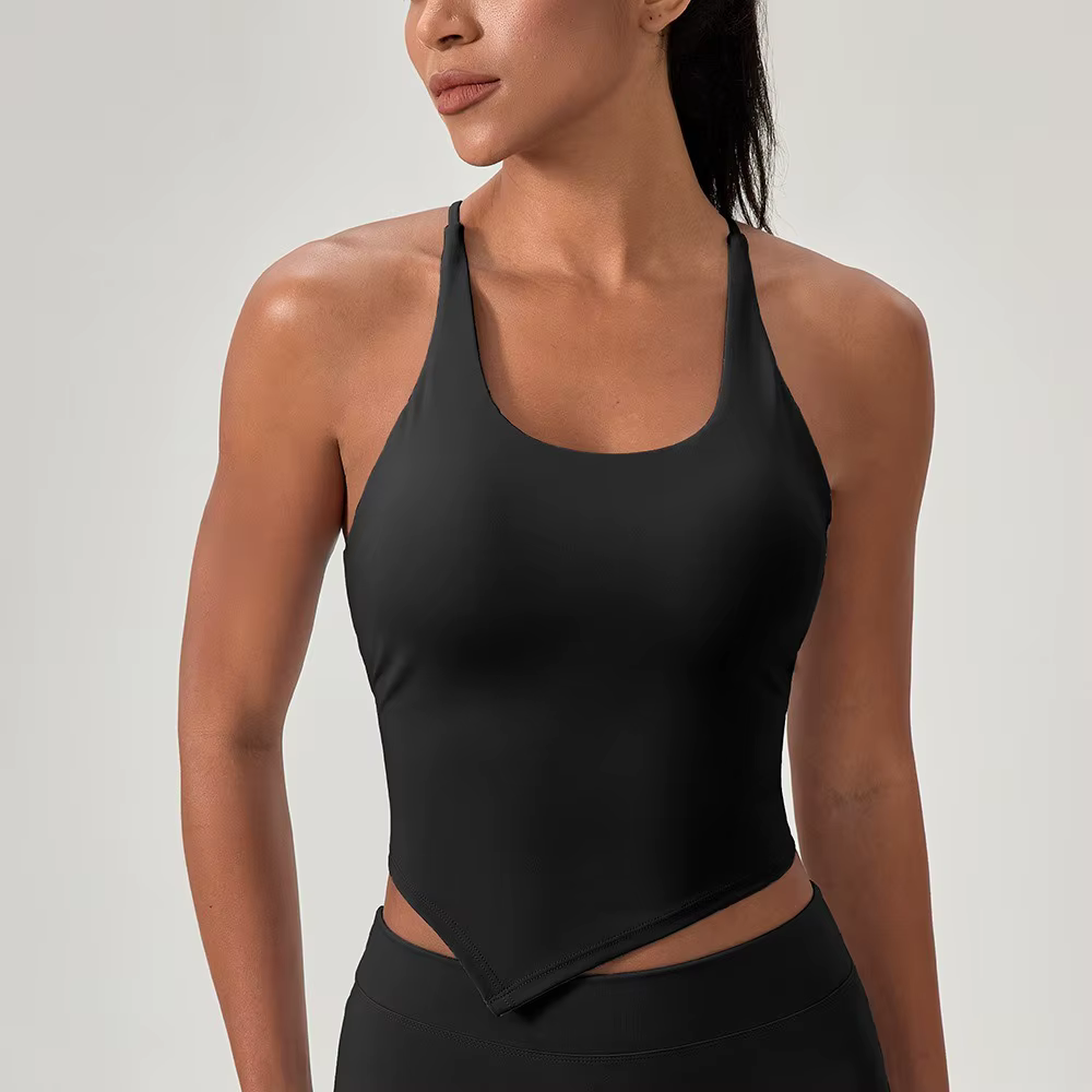 Débardeur de yoga rembourré effet seconde peau pour femme, séchage rapide, extensible, pour la course et la gym