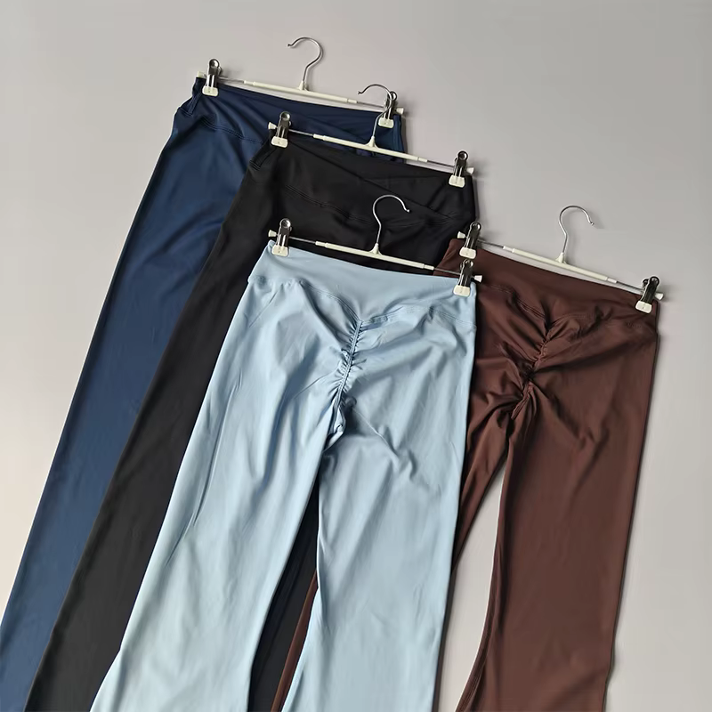 Pantalon de Fitness évasé taille haute pour femmes