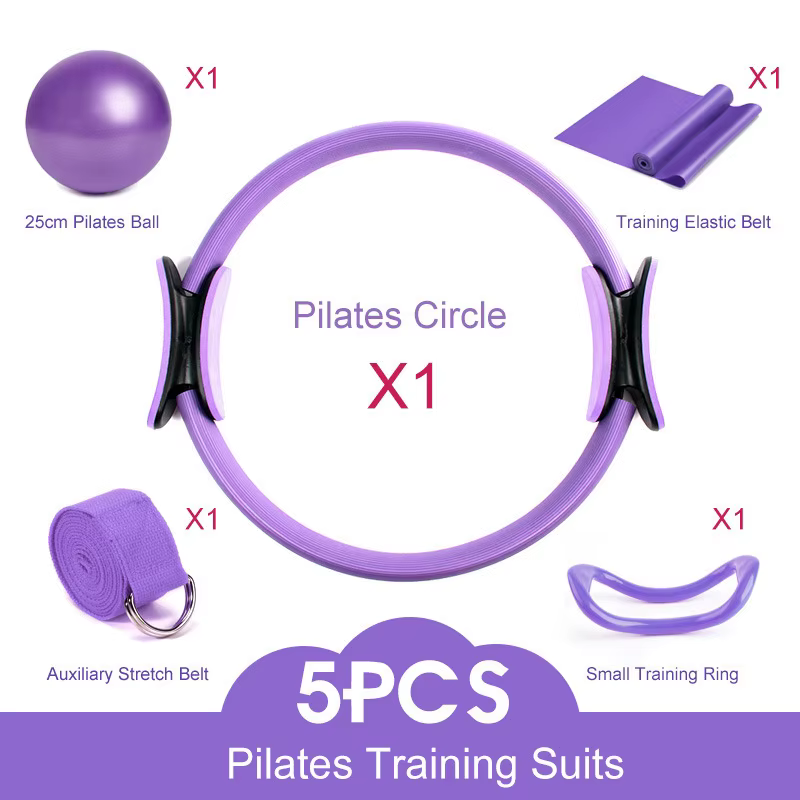 Ensemble d'équipement de Pilates 5 pièces-équipement de fitness d'étirement et de sculpture monochrome en PP avec