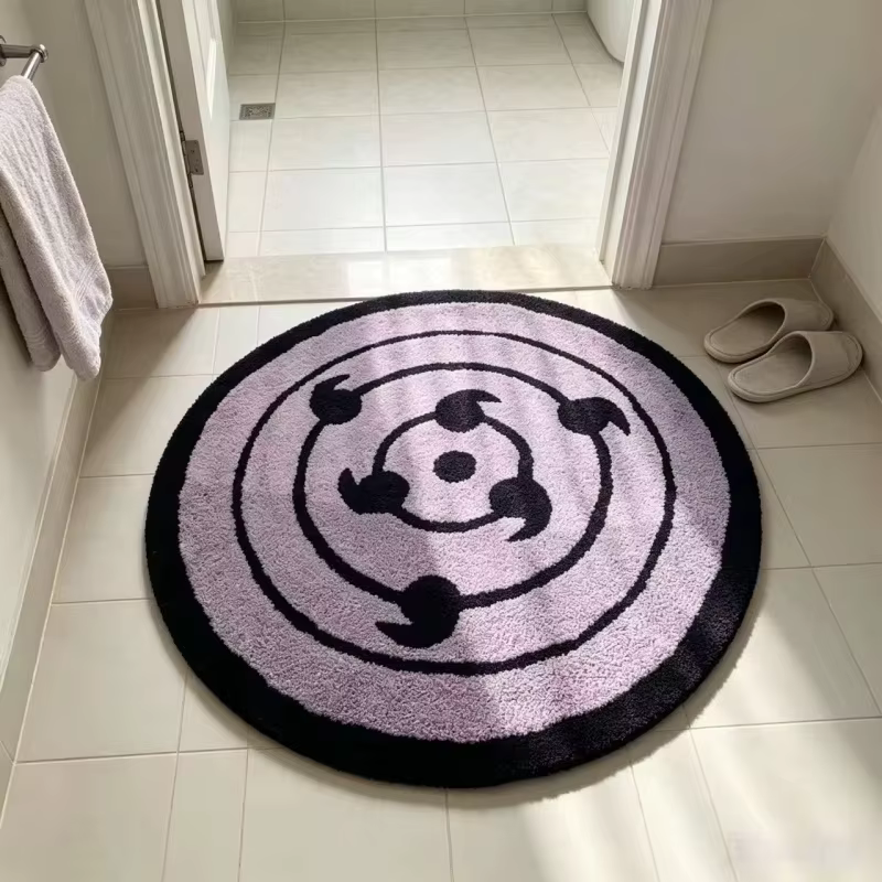 Tapis Naruto Rinnegan, symbole icônique de l'œil Samsara, antidérapant, décoration anime, salles de jeux/chambres, tapis doux, cadeau pour les fans de la série Ninja