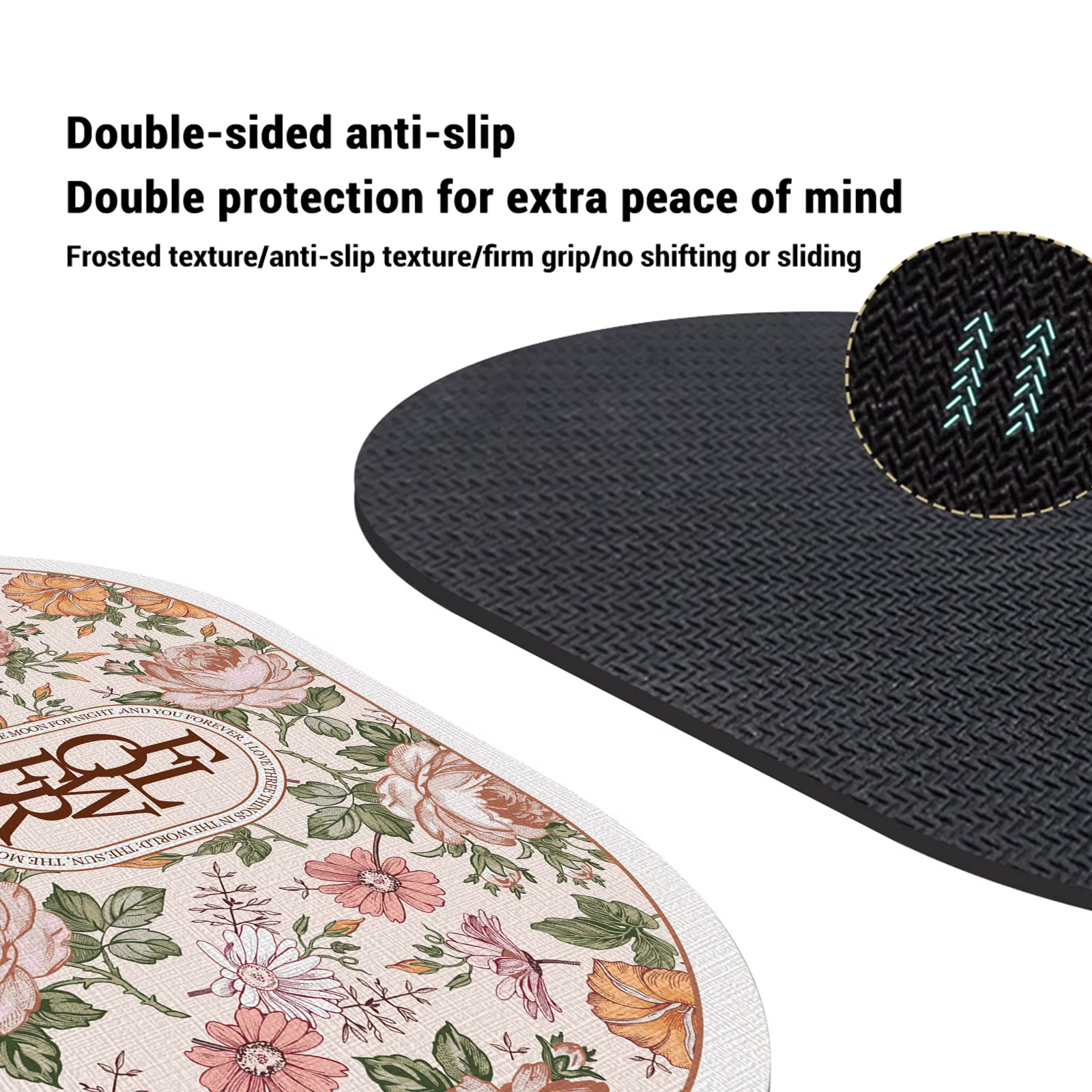 Polymères de bain à imprimé floral, tapis de pied super absorbant, antidérapant, coussin de douche à séchage rapide, tapis de toilette, Doorvirus, lavable