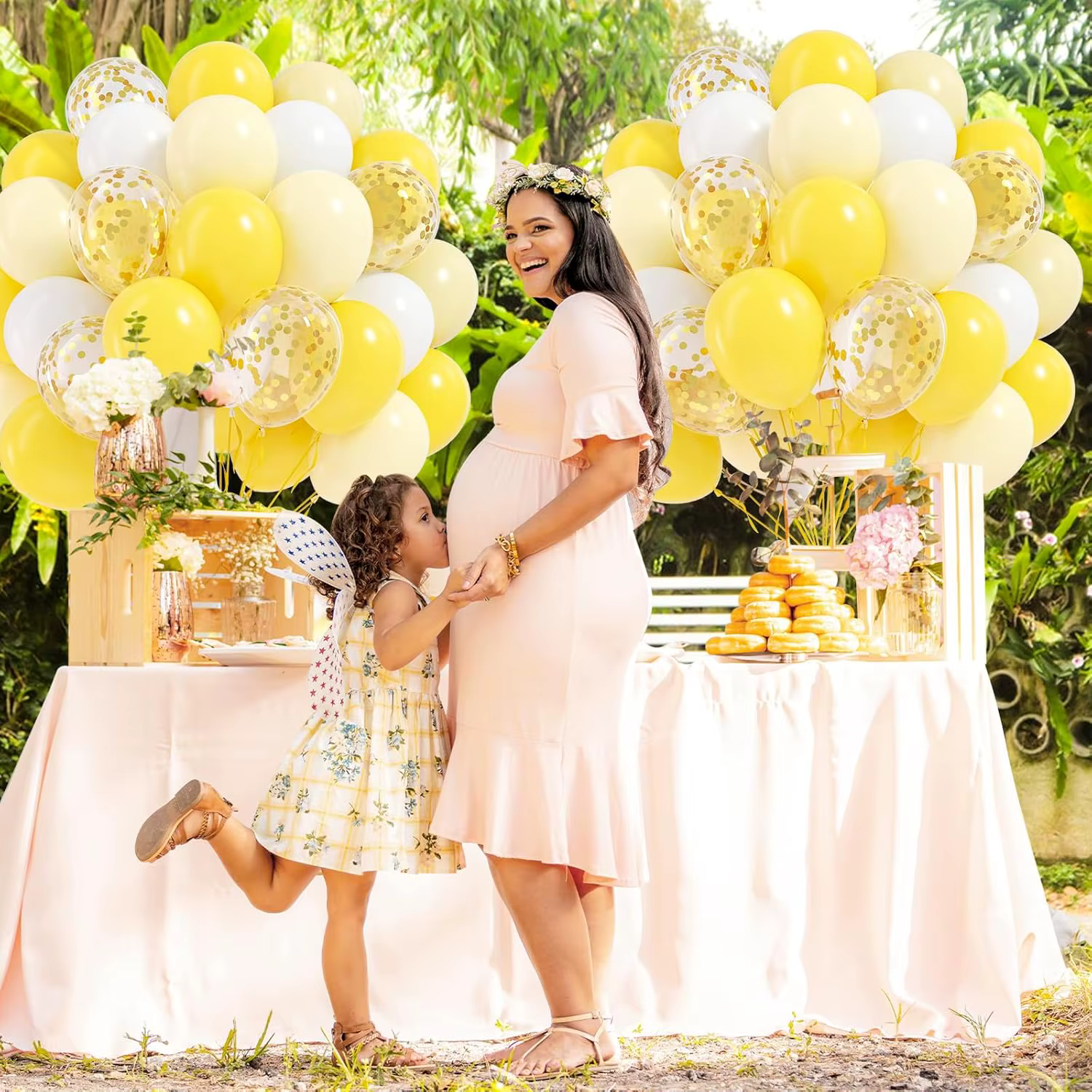 Ballons jaunes pastel et blancs de 12 pouces avec confettis dorés pour mariage sur le thème de l'abeille et du citron, baby shower, anniversaire