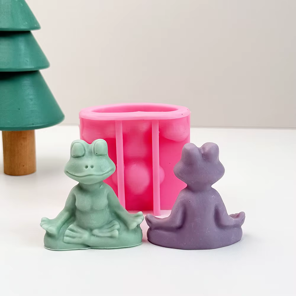 Méditation grenouille bougie Silicone moules bricolage à la main arôme Yoga ornement gypse plâtre moule artisanat Art