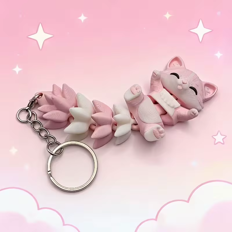 Porte-clés chat rose mignon, un accessoire adorable adapté aux sacs à main, aux sacs à dos et aux portefeuilles