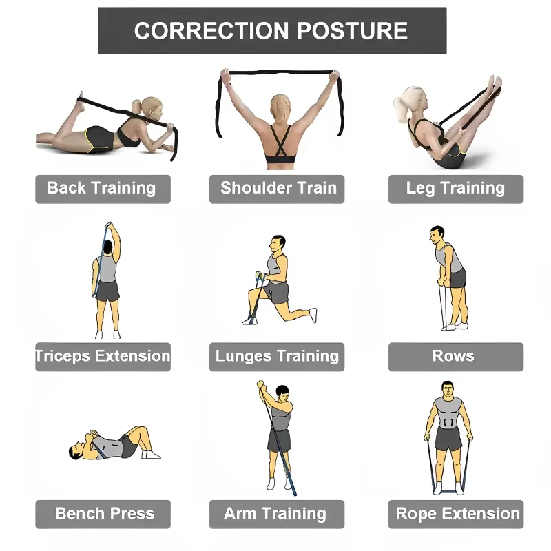  Sangle d'étirement de yoga avec 8 boucles