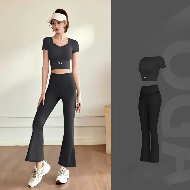 Tenue de yoga avec haut de sport à manches courtes ultra-extensible – Coupe ajustée