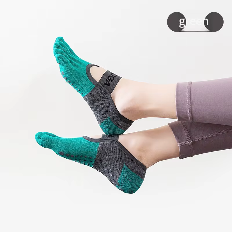 Chaussettes de Pilates professionnelles antidérapantes à cinq doigts