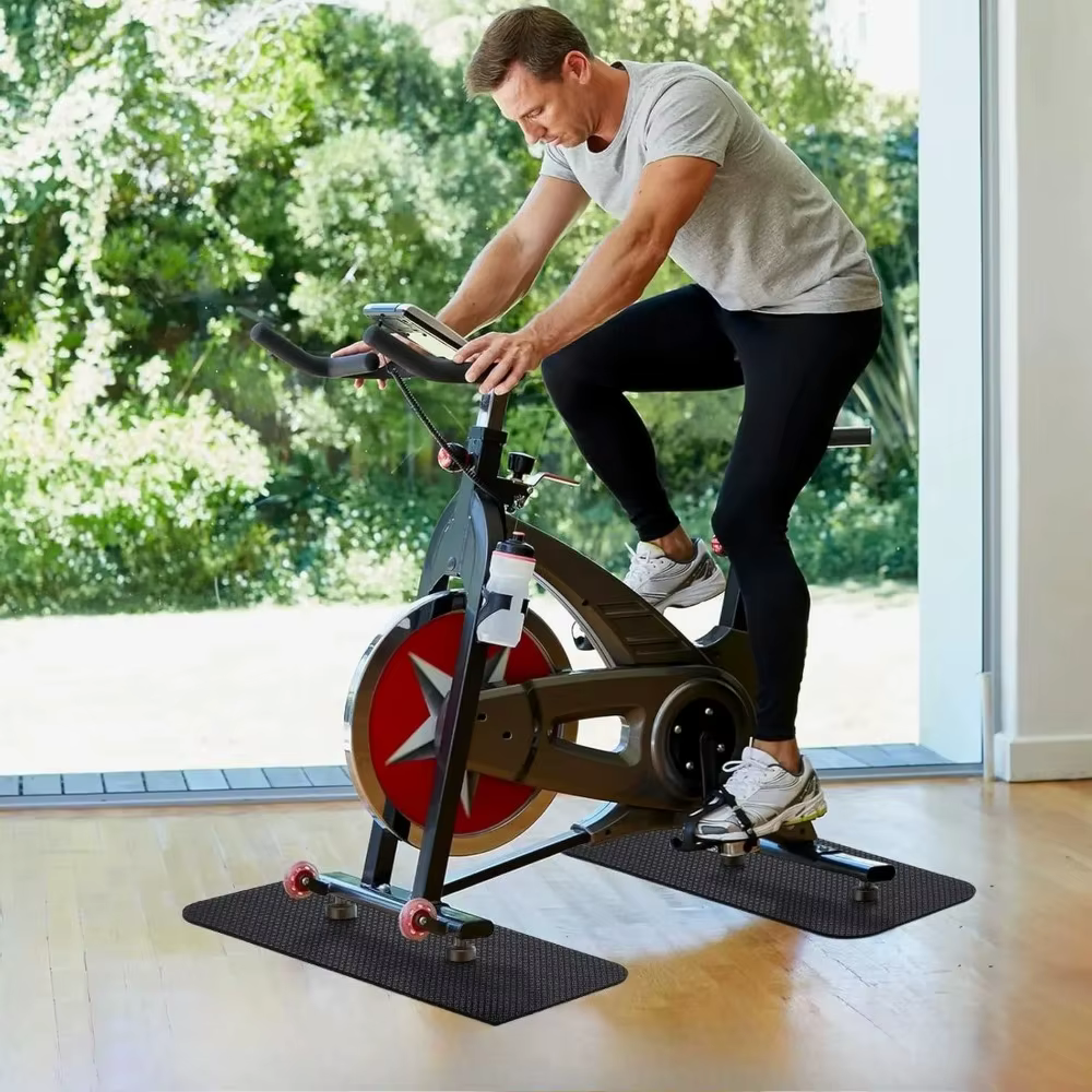 2 tapis de protection pliables double face antidérapants pour vélo d'appartement et équipement de fitness