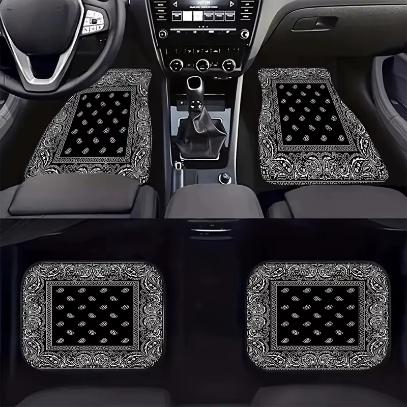 Tapis de sol de voiture 4 pièces élégant anti-taches antidérapant facile à nettoyer universel adapté à tous les véhicules
