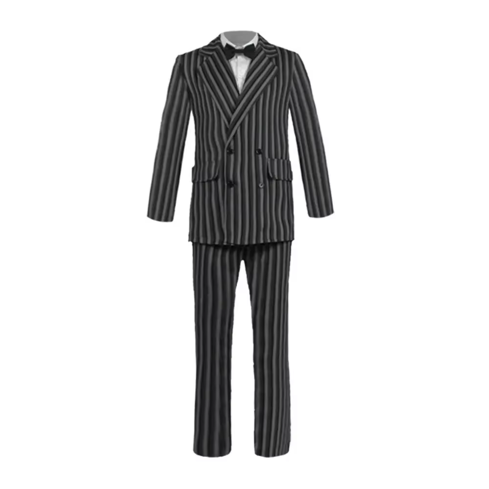 Nouveau The Addams Cosplay famille mercredi Addams Costume Halloween robe noire tache blanche pour les femmes Cosplay Costume
