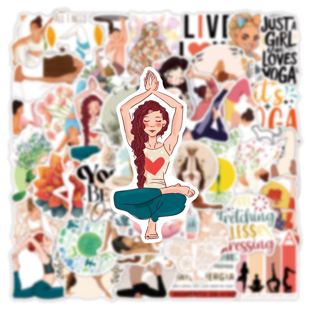10/30/50 autocollants de dessin animé Pilates Yoga