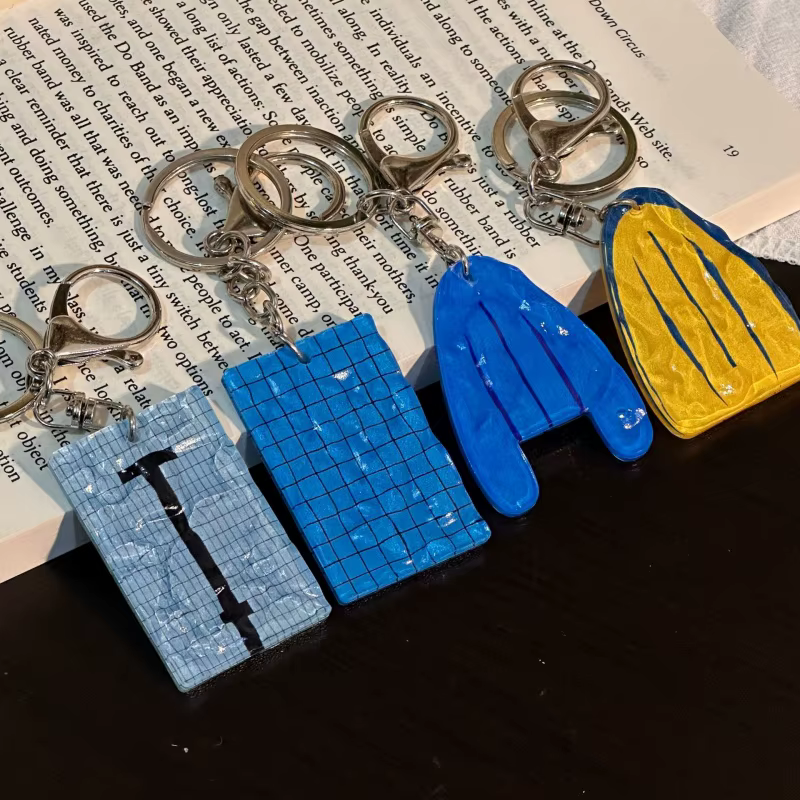 Porte-clés de piscine créatif en acrylique, ondulation de l'eau, pendentif de sac de bricolage pour les amateurs d'instructeurs de plongée
