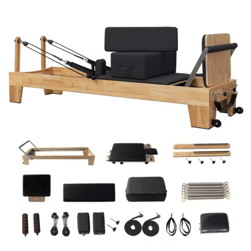 Reformer Pilates en Bois Personnalisé 3-en-1 : Lit de Renforcement Multifonctionnel pour Gym et Studio de Yoga