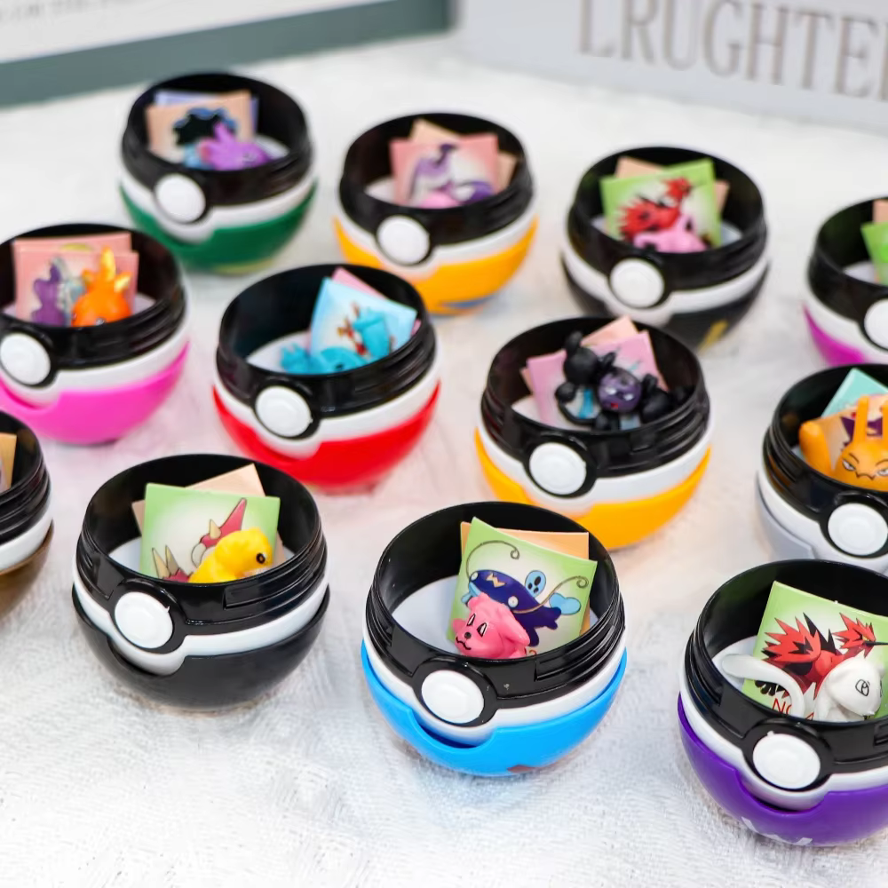 Lot de 12 figurines Pokémon Pikachu Pokeball, collection de figurines de dessins animés Kawaii, cadeaux d'anniversaire
