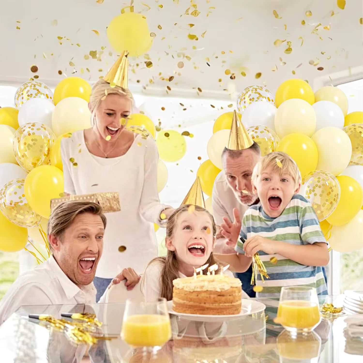 Ballons jaunes pastel et blancs de 12 pouces avec confettis dorés pour mariage sur le thème de l'abeille et du citron, baby shower, anniversaire