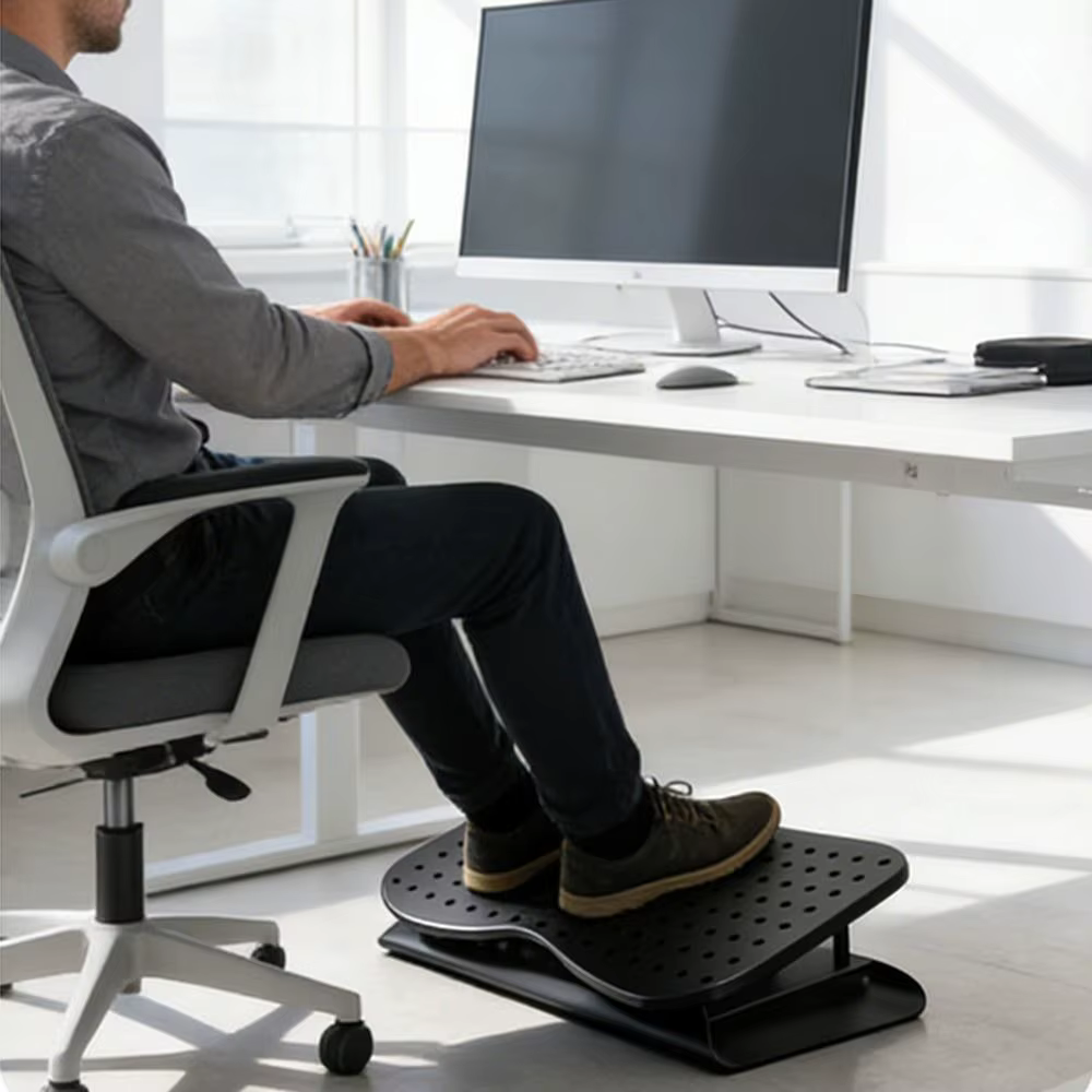 Repose-pieds ergonomique sous le bureau, base antidérapante, 6 niveaux, repose-jambes confortable et respirant pour chaise de bureau