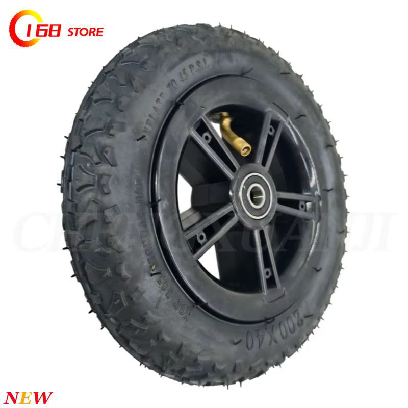 Pneu gonflable de 8 pouces 200x40 avec moyeu à roulement, roue entière antidérapante et résistante à l'usure, adapté aux petits véhicules électriques