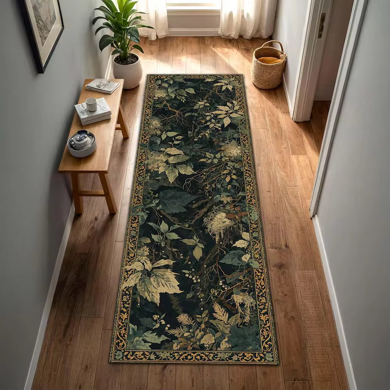 Tapis de sol à motif floral oriental