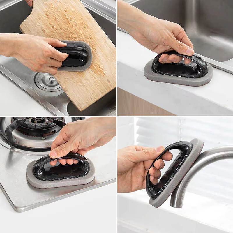 Éponge magique émeri, brosse, lingette, gomme, nettoyeur, cuisine, bain, rouille, forte décontamination, outils de nettoyage avec poignée, outils ménagers
