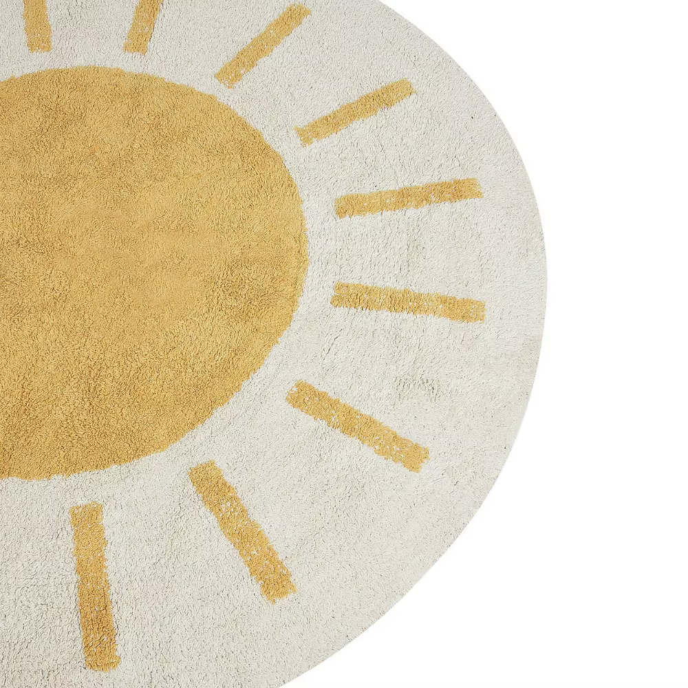 Tapis de jeu rond poilu pour enfants, tapis moelleux pour le salon, tapis de bain antidérapant, tapis de chambre jaunes pour enfants