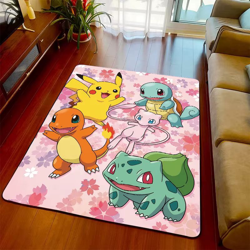 Tapis Pokemon, tapis de sol Anime, surface douce, fond antidérapant pour décoration de salon et de chambre à coucher -QJY