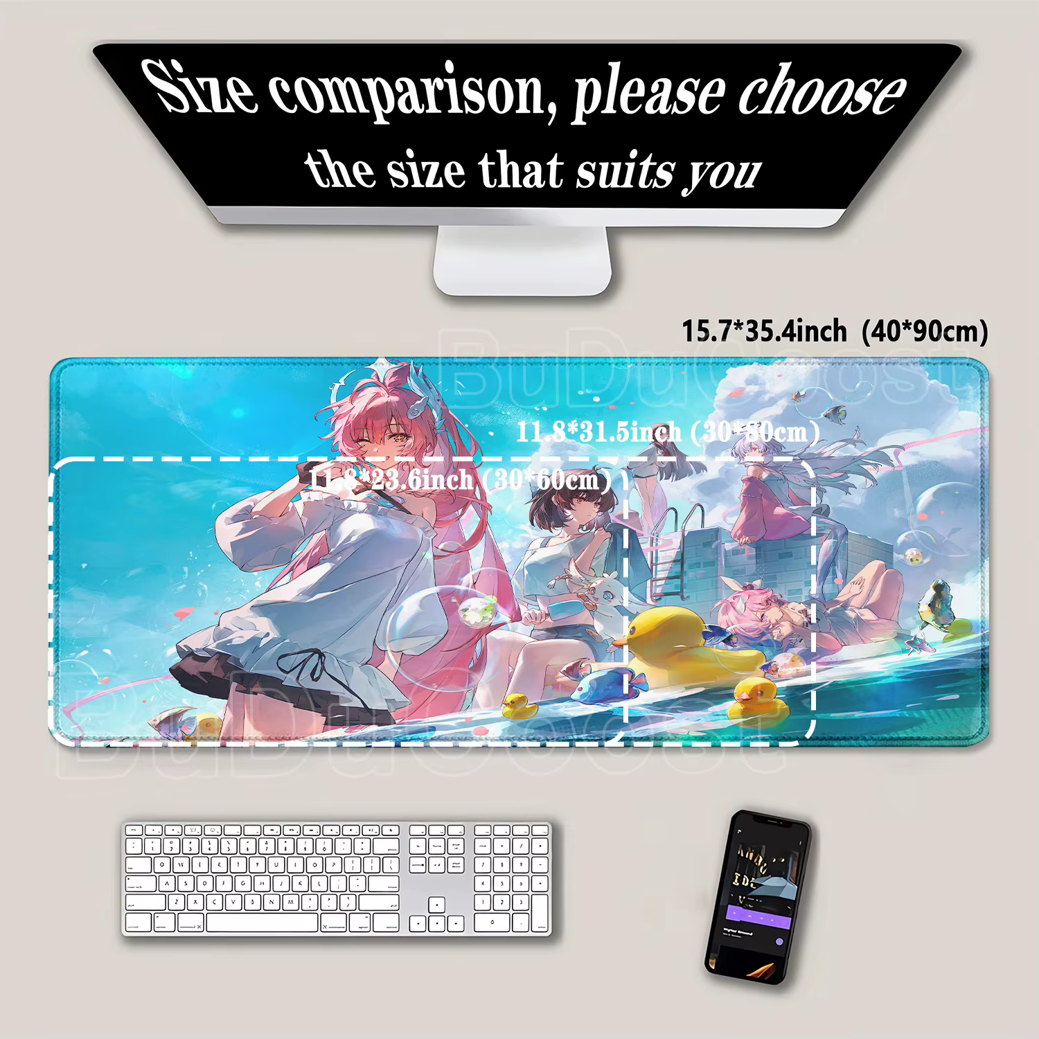 Tapis de souris Anime Kawaii Girl, impression HD, Wuthering Waves Aemeath, tapis de souris pour clavier, accessoires de bureau, tapis de bureau antidérapant