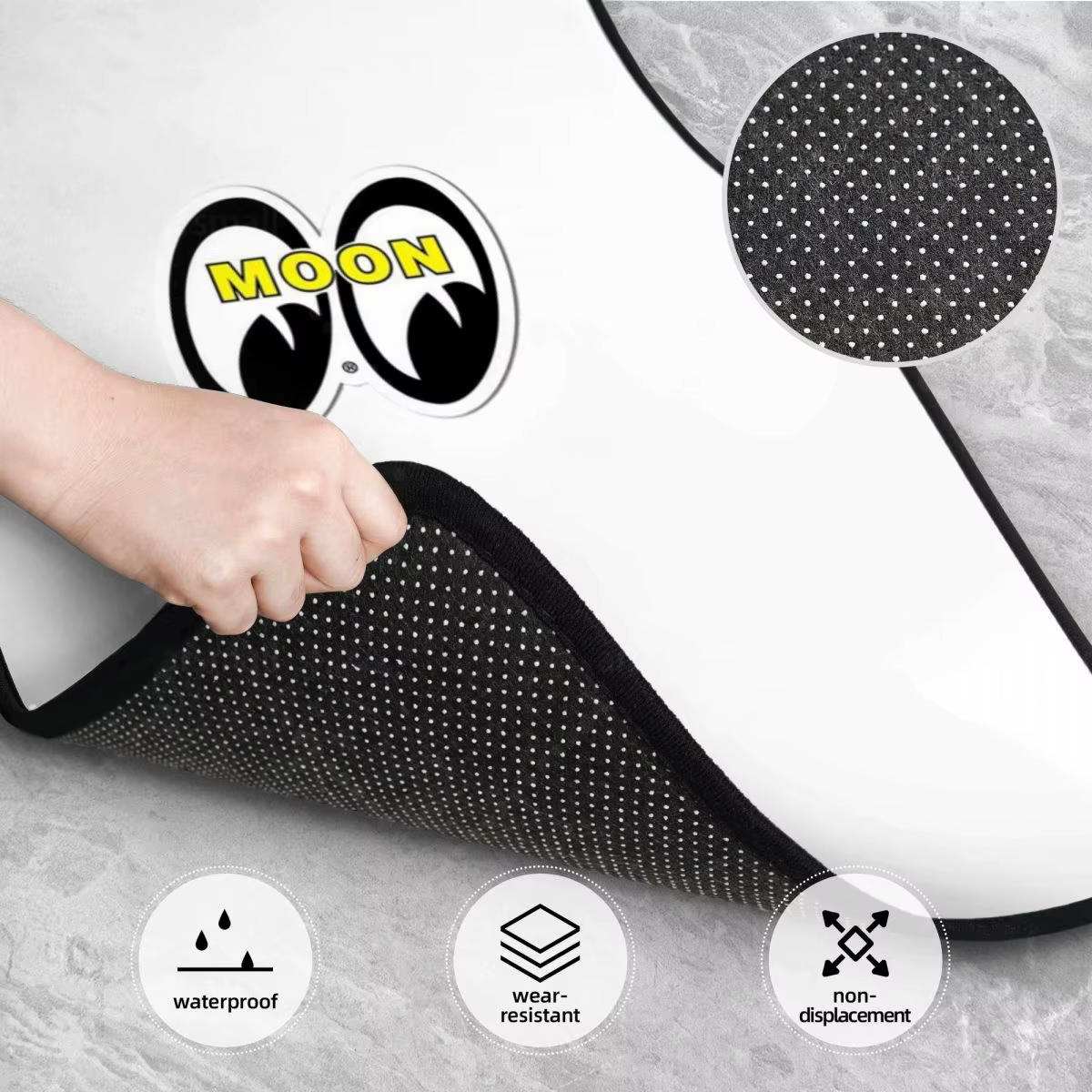 JDM Moon Eyess – tapis de sol en caoutchouc pour moto, voiture de course, robuste, avant et arrière, Protection du sol, convient à la plupart des véhicules