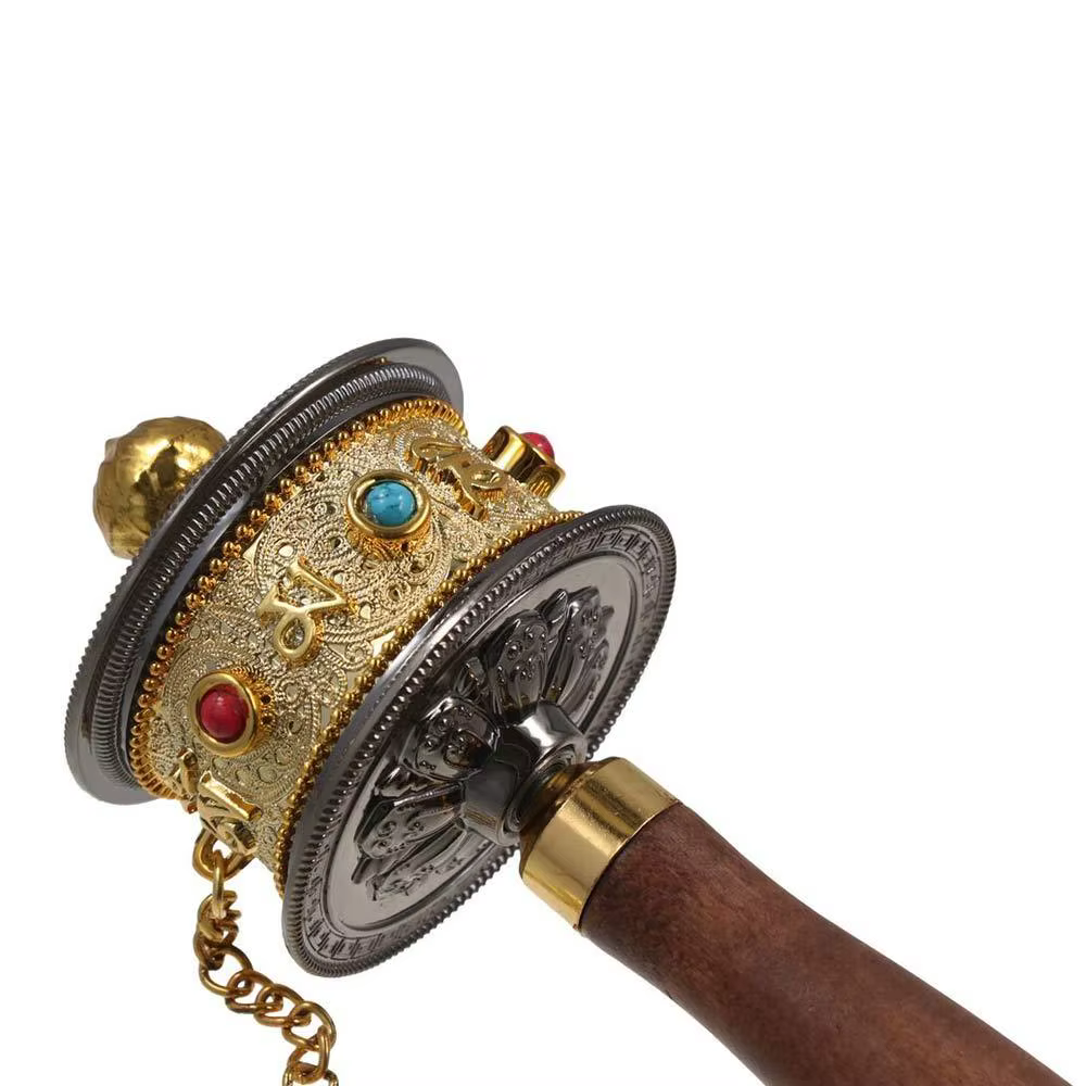 Roue de prière tibétaine à manivelle