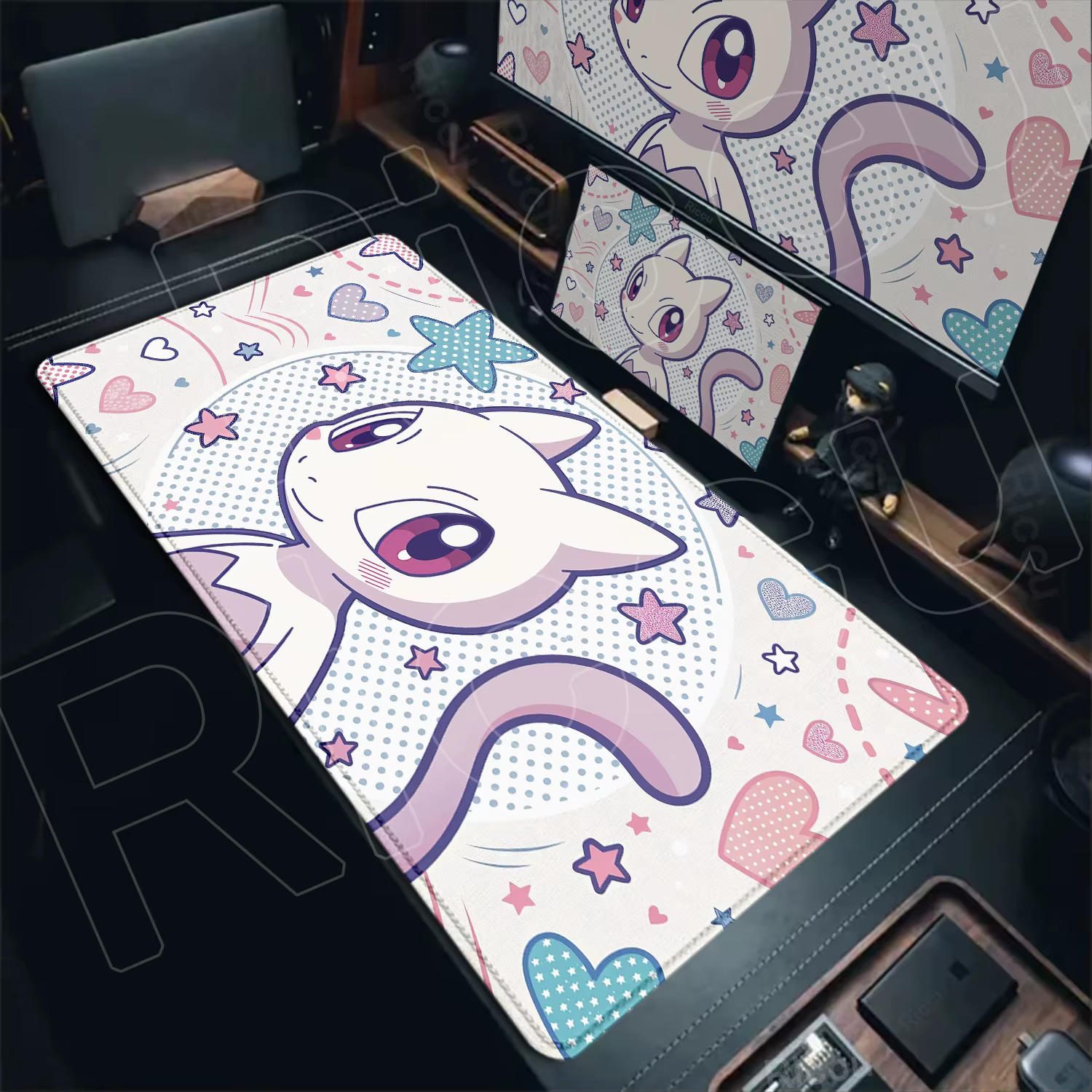 Tapis de souris P-pokemon Mewtwo, accessoires de jeu de dessin animé, PC Gamer, 900x400mm, tapis de bureau pour ordinateur, clavier d'ordinateur portable, tapis de souris