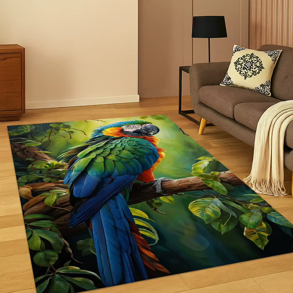 Tapis coloré ara perruche oiseau perroquet tapis pour salon canapé maison chambre paillasson décor, salle de jeux tapis antidérapant cadeau