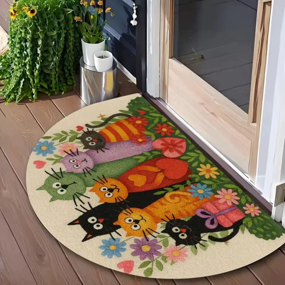 Tapis de salle de bain antidérapant en forme d'animal de dessin animé résistant à l'usure, tapis de sol pour chien et chat, décoration, tapis absorbant doux pour chat, entrée, hall