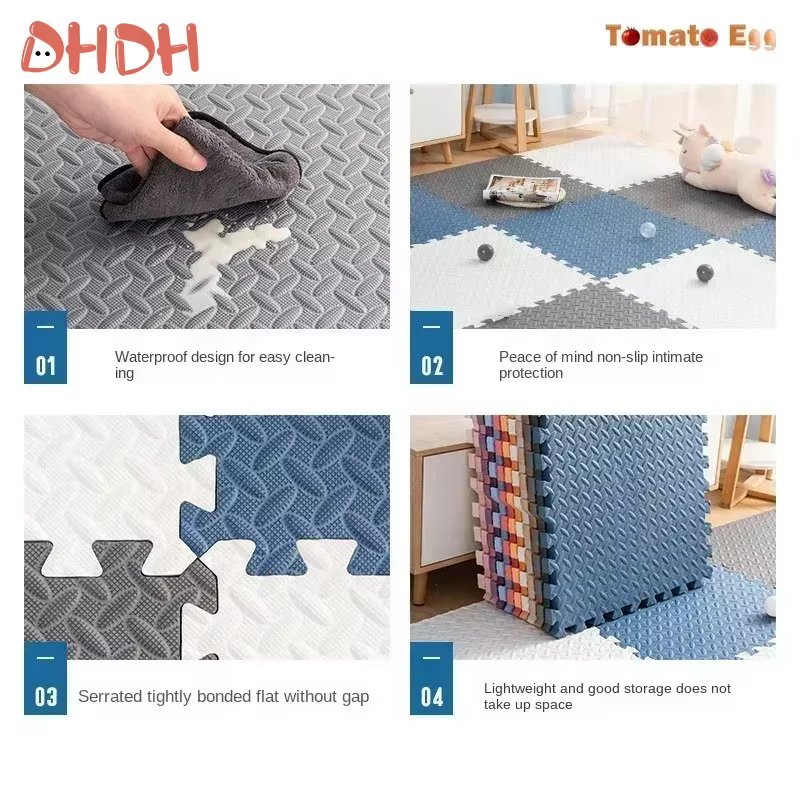 Tapis de jeu pour bébé épais de 2.5cm, carreaux en mousse EVA, Puzzle antidérapant imbriqué, pour chambre d'enfant, tapis de sol de sécurité pour tout-petits