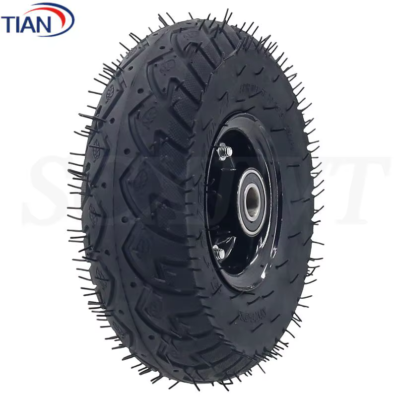 Roue gonflable de 10 pouces 350-4 pour chariot, roue pivotante silencieuse en caoutchouc pour chariot à plateau, roue gonflable pour chariot Tiger