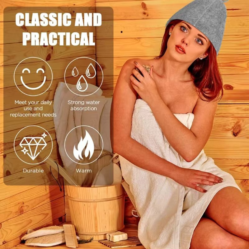 Chapeaux de sauna, casquettes de sauna, accessoires de sauna, chapeau de sauna en feutre pour hommes et femmes, casquette de sauna à vapeur pour la maison et la salle de vapeur