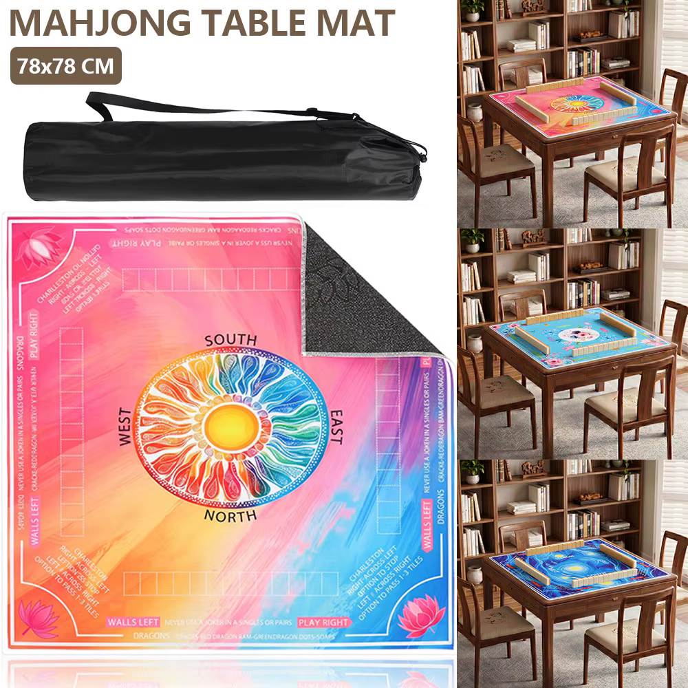 Tapis de table Mahjong 78x78 CM, tapis de jeu en caoutchouc antidérapant, réduction du bruit, nappe silencieuse, décoration de bureau pour jeux de société de poker