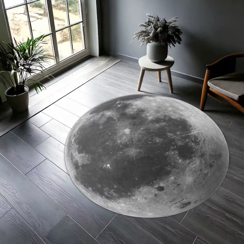 Tapis rond terre lune chambre canapé salon tapis de chevet tapis doux décoration de la maison salon café chaise tapis de sol