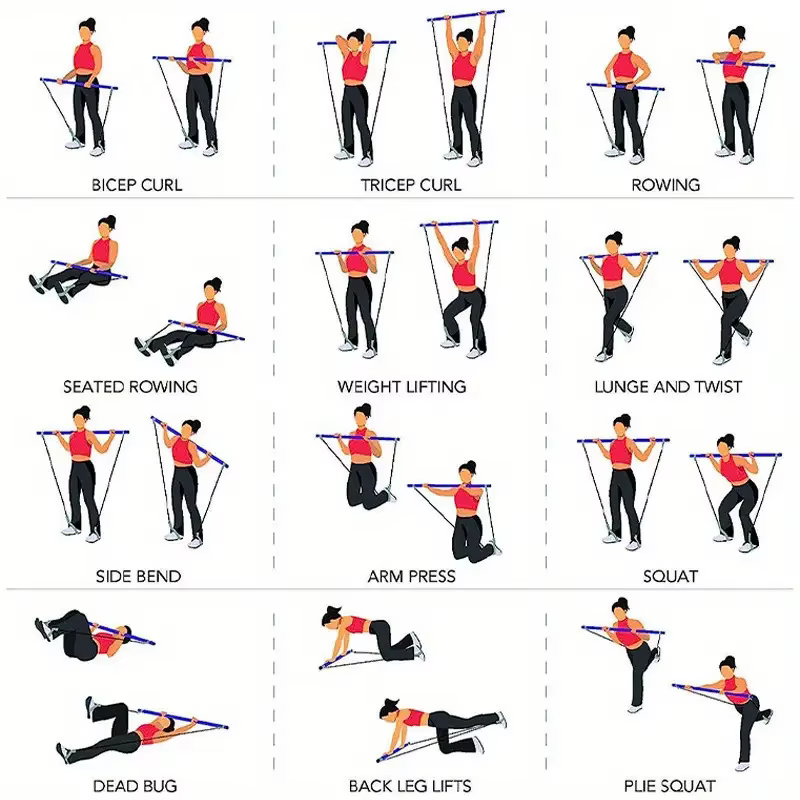Bâton de Pilates - Barre de fitness réglable pour entraînement à domicile